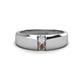 1 - Ethan 3.00 mm Round White Sapphire and Smoky Quartz 2 Stone Men Wedding Ring 