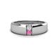 1 - Ethan 3.00 mm Round White Sapphire and Pink Sapphire 2 Stone Men Wedding Ring 