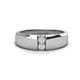 1 - Ethan 3.00 mm Round White Sapphire 2 Stone Men Wedding Ring 