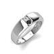 3 - Ethan 3.00 mm Round White Sapphire and Black Diamond 2 Stone Men Wedding Ring 