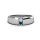 1 - Ethan 3.00 mm Round White Sapphire and Blue Diamond 2 Stone Men Wedding Ring 