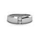 1 - Ethan 3.00 mm Round White Sapphire and Forever One Moissanite 2 Stone Men Wedding Ring 