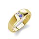 3 - Ethan 3.00 mm Round White Sapphire and Tanzanite 2 Stone Men Wedding Ring 
