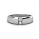 1 - Ethan 3.00 mm Round White Sapphire and Opal 2 Stone Men Wedding Ring 