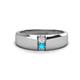 1 - Ethan 3.00 mm Round White Sapphire and Turquoise 2 Stone Men Wedding Ring 