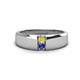 1 - Ethan 3.00 mm Round Yellow Diamond and Iolite 2 Stone Men Wedding Ring 