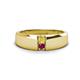 1 - Ethan 3.00 mm Round Yellow Diamond and Rhodolite Garnet 2 Stone Men Wedding Ring 