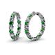 Carisa Emerald and Diamond Hoop Earrings Round Emerald and Diamond ctw Common Prong Inside Out Womens Hoop Earrings K White Gold