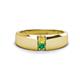 1 - Ethan 3.00 mm Round Yellow Diamond and Emerald 2 Stone Men Wedding Ring 