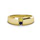 1 - Ethan 3.00 mm Round Yellow Diamond and Blue Sapphire 2 Stone Men Wedding Ring 