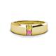 1 - Ethan 3.00 mm Round Yellow Diamond and Pink Sapphire 2 Stone Men Wedding Ring 
