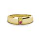 1 - Ethan 3.00 mm Round Yellow Diamond and Pink Tourmaline 2 Stone Men Wedding Ring 