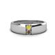 1 - Ethan 3.00 mm Round Yellow Diamond and Smoky Quartz 2 Stone Men Wedding Ring 