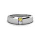 1 - Ethan 3.00 mm Round Yellow Diamond and White Sapphire 2 Stone Men Wedding Ring 