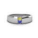 1 - Ethan 3.00 mm Round Yellow Diamond and Tanzanite 2 Stone Men Wedding Ring 