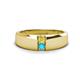 1 - Ethan 3.00 mm Round Yellow Diamond and Turquoise 2 Stone Men Wedding Ring 