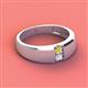 2 - Ethan 3.00 mm Round Yellow Diamond and White Sapphire 2 Stone Men Wedding Ring 