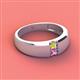 2 - Ethan 3.00 mm Round Yellow Diamond and Pink Sapphire 2 Stone Men Wedding Ring 