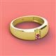 2 - Ethan 3.00 mm Round Yellow Diamond and Pink Tourmaline 2 Stone Men Wedding Ring 