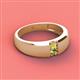 2 - Ethan 3.00 mm Round Yellow Diamond and Peridot 2 Stone Men Wedding Ring 