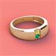 2 - Ethan 3.00 mm Round Yellow Diamond and Emerald 2 Stone Men Wedding Ring 