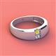 2 - Ethan 3.00 mm Round Yellow Diamond and Forever Brilliant Moissanite 2 Stone Men Wedding Ring 