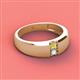 2 - Ethan 3.00 mm Round Yellow Diamond and Opal 2 Stone Men Wedding Ring 