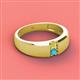 2 - Ethan 3.00 mm Round Yellow Diamond and Turquoise 2 Stone Men Wedding Ring 