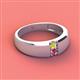 2 - Ethan 3.00 mm Round Yellow Diamond and Pink Tourmaline 2 Stone Men Wedding Ring 