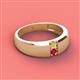 2 - Ethan 3.00 mm Round Yellow Diamond and Ruby 2 Stone Men Wedding Ring 