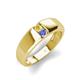 3 - Ethan 3.00 mm Round Yellow Sapphire and Tanzanite 2 Stone Men Wedding Ring 