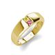 3 - Ethan 3.00 mm Round Yellow Sapphire and Pink Tourmaline 2 Stone Men Wedding Ring 