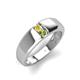 3 - Ethan 3.00 mm Round Yellow Sapphire and Peridot 2 Stone Men Wedding Ring 