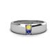 1 - Ethan 3.00 mm Round Yellow Sapphire and Iolite 2 Stone Men Wedding Ring 