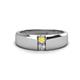 1 - Ethan 3.00 mm Round Yellow Sapphire and Lab Grown Diamond 2 Stone Men Wedding Ring 