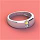 2 - Ethan 3.00 mm Round Yellow Sapphire and Lab Grown Diamond 2 Stone Men Wedding Ring 