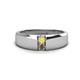 1 - Ethan 3.00 mm Round Yellow Sapphire and Smoky Quartz 2 Stone Men Wedding Ring 