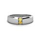 1 - Ethan 3.00 mm Round Yellow Sapphire and Citrine 2 Stone Men Wedding Ring 