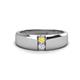 1 - Ethan 3.00 mm Round Yellow Sapphire and White Sapphire 2 Stone Men Wedding Ring 