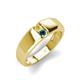 3 - Ethan 3.00 mm Round Yellow Sapphire and Blue Diamond 2 Stone Men Wedding Ring 