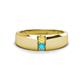1 - Ethan 3.00 mm Round Yellow Sapphire and Turquoise 2 Stone Men Wedding Ring 