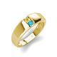 3 - Ethan 3.00 mm Round Yellow Sapphire and Turquoise 2 Stone Men Wedding Ring 
