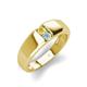 3 - Ethan 3.00 mm Round Yellow Sapphire and Aquamarine 2 Stone Men Wedding Ring 
