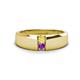 1 - Ethan 3.00 mm Round Yellow Sapphire and Amethyst 2 Stone Men Wedding Ring 