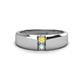 1 - Ethan 3.00 mm Round Yellow Sapphire and Opal 2 Stone Men Wedding Ring 