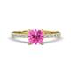 Aurin 6.00 mm Cushion Shape Lab Created Pink Sapphire and Diamond Engagement Ring 
