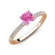 3 - Aurin 6.00 mm Cushion Shape Lab Created Pink Sapphire and Diamond Engagement Ring 