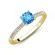 3 - Aurin 6.00 mm Cushion Shape Blue Topaz and Diamond Engagement Ring 