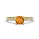 1 - Aurin 6.00 mm Cushion Shape Citrine and Diamond Engagement Ring 