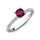 3 - Aurin 6.00 mm Cushion Shape Rhodolite Garnet and Diamond Engagement Ring 